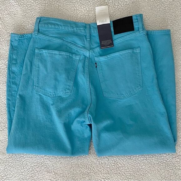 Levi’s Made & Crafted Blue Mist Organic Cotton Blend Barrel Crop Jeans Size 28 - Picture 2 of 14